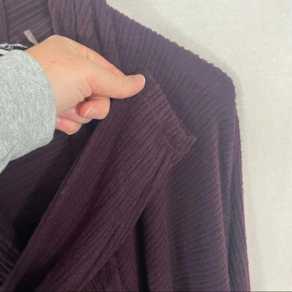 H by Bordeaux Mix Rib Cozy Waterfall Cardigan - Picture 6 of 10